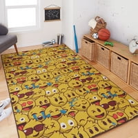 Мохак Начало призматични емотикони Играйте жълто съвременна тема Деца точност отпечатана площ килим, 5 'х8', жълто