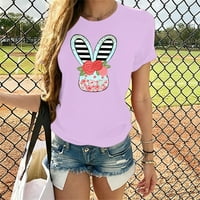 Ризи за жени Разчистване Великденски зайче за зайче мъже и жени разхлаби тениска с къси ръкави с голям размер