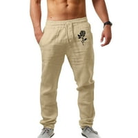 Губотаре мъжки панталони Мъжки памучни йога суитчъни панталони Отворете дънни ежедневни панталони за мъже с джобове, каки XL