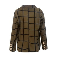 Тениски Sunhillsgrace за жени модни флорални отпечатани тънки палто с яка дълъг ръкав с двоен блуза с двойна блуза горна блуза