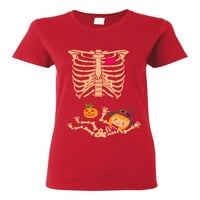 Дами бебе скелет вещица Хелоуин ужас забавен DT тениска тениска