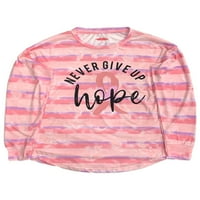 Live Bright Fight Womens Long Pink Stripe Cancer Cancer Tee Medium