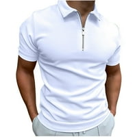 Мъжки плюс размер ризи Просверие мъже небрежно солиден пулд пухкав пачуърк цип блуза с къс ръкав