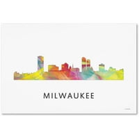 Търговска марка изобразително изкуство 'Милуоки Уисконсин Скайлайн ВБ-1' платно изкуство от Марлийн Уотсън