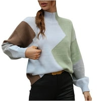 Пуловери за жени за жени плюс размер нов кръгъл копче за шия солиден цвят Причинен женски плетени върхове с дълъг пуловер с дълги