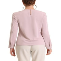 Уникални изгодни Дамски макет врата блуза дълъг ръкав нагънат офис работа риза