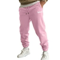 Mortilo Baggy Sweatpants за мъже, есента и зимата High Street Simple Leasure Sports Outdoor Twork Trains Pants Men Pants Pink