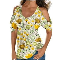 Плюс размери върхове за жени блуза флорална печат на туника върху продажби с къс ръкав екипаж на тийдж