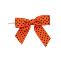 Paper Grosgrain Twist Tie Bows, Orange & Black, In, 100 пакет