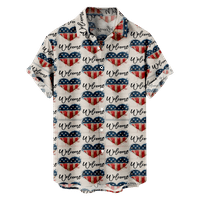 4 юли Мъжки хавайска риза САЩ Национална риза на флаг яка на открито ежедневно облекло с къс ръкав облекло за небрежен тънък приготен