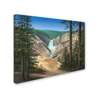 Търговска марка изобразително изкуство 'Долен водопад-Йелоустоун' платно изкуство от Робърт Уейвра