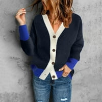 Теглене на женски кардиган Отворен преден пуловер с дълъг ръкав отворен фронт бутон нагоре Котлено палто с джоб