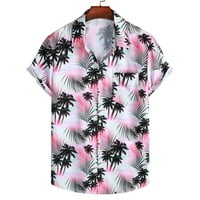 Мъжки ризи Графичен принт с къс ръкав Завиване на яка блуза летни върхове