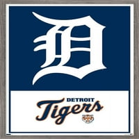 Детройт Тигри - Плакат За Стена С Лого, 14.725 22.375 В Рамка