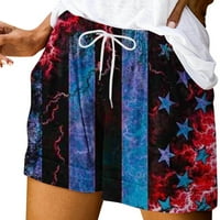 AMLBB дамски къси панталони за лято отпечатани ежедневни разхлабени джобове Дръзка къси панталони на клирънс