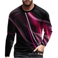 Smihono Clearance Модни мъжки блузи върхове екипаж на врата 3d печат цвят контраст модерен пуловер тениски за мъже тънък прилепнал