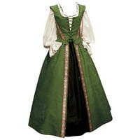 Brglopf средновековна ренесансова рокля за жени Коледна празнична рокля ретро топка рокля театрално облекло зелено 3xl