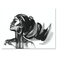 Черно-бял портрет на афроамериканка Ив живопис платно Арт Принт