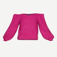 Лъжичка Дамски меки гирлянди пуловер с рамо детайл