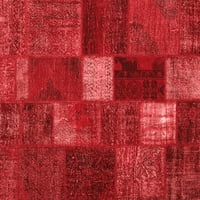 Ahgly Company Indoor Square Packwork Червена преходна площ килими, 6 'квадрат