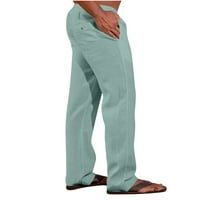 Tawop панталони за мъже мъже солидни ежедневни еластични талии джобни памучни панели панели панталони мента зелено 6