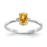 Първичен Златен карат бял златен пръстен с диамант и цитрин