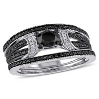 Миабела 1-Каратов Т. В. черно-бял диамант стерлинги Сребърен Сплит джолан 3-парче булчински комплект