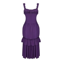 ABSUYY летни рокли за жени без ръкави със солидни готически рокли рокли Purple Size 4XL