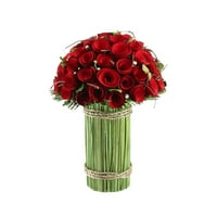 11.5 червена дървена роза и трева изкуствен цветен букет