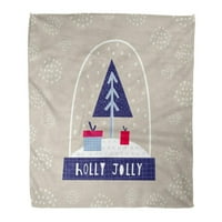 Хвърлете одеяло топло уютно печат фланел холи Jolly Creative For Winter Holidays Snow Globe Cartoon Xmas Pink and Blue Comment