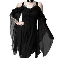 Gotyou модни рокли жени плюс размер модна роса рамо готически разрошена слинг рокля нередовна рокля черна xl
