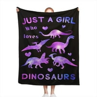 Динозавър одеяло за момичета---момиче, което обича подарък за динозаври-динозавър за момичета жени-супер сладък звезден динозавър