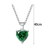 Комплект бижута с колиета многоцветно любовно сърце висулка Dainty Gift Minimalist Drop обеци отворен пръстен Зелен