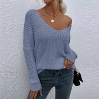 Пуловери Huaai за жени с дълги ръкави с дълги ръкави с една дума пуловер с пуловер с пуловер от рамо от рамо от пуловер от рамото