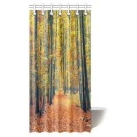 Колекция от декор на фермата, пътека в цветни есенни горски слънчеви лъчи Златни листа дървета сезонни животни печат тъкан за