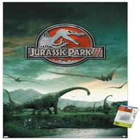 Jurassic Park - Стенски плакат на динозаври с бутални щифтове, 22.375 34
