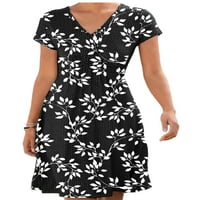 Paille Ladies Summer Beach Sundress V Neck Mini рокля флорална тениска с тениски рокли елегантни запознанства черни s