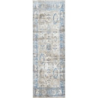 нулум Реколта Бранди флорални Ресни бегач килим, 2 '6 6', Светло синьо