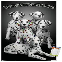 Кийт Кимбърлин-далматински кученца с цветни петна - индивидуалност плакат за стена с дървена магнитна рамка, 22.375 34