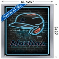 Маями Марлинс-Неонов Плакат За Стена На Каска, 14.725 22.375 В Рамка