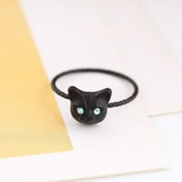 Baocc аксесоари Корейска версия Изящна сладка реалистичен малък котешки животински пръстен за жени пръстени черно