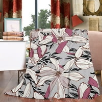 Одеяло, хвърлете одеяло меки фланелни одеяла Размер на кралицата, уютен модел Print Home Essentials Ultra-Soft CommuntHuge Bendet