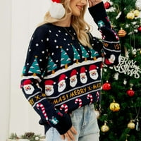 Дамски пуловер Коледно парти за дълги ръкави пуловер забавен модел разхлабена гъста джъмпер на пуловер