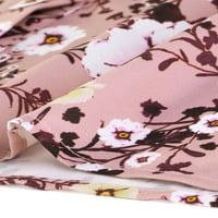 Жените цветен печат Бутон надолу Лъжичка врата разрошени ръкави блуза