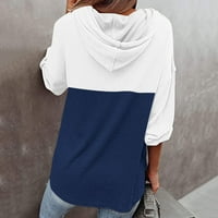 Женска риза с дълъг ръкав на ревера цветен блок бутон надолу ежедневен пуловер горен син размер m