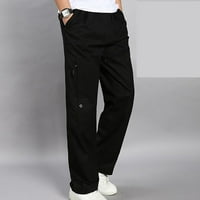 Homadles Мъжки панталони с див товар- единствен цвят суитчъри за мъже Черни размер l
