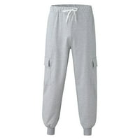 Eczipvz Cargo Pants Fashion Men's Casual Solid Loose Packwork Color Sweatpant панталони Jogger Pant Grey, XL