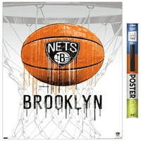 Бруклин Нетс-капе Баскетбол стена плакат с пушките, 22.375 34