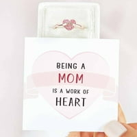 Heiheiup майка сърце във формата на сърце пръстен Изящна пръстен за рожден ден подарък за майка Подарък за нейната любов пръстен